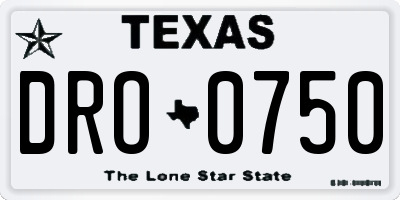 TX license plate DRO0750