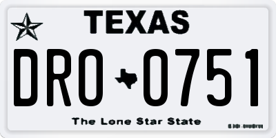 TX license plate DRO0751
