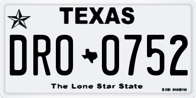 TX license plate DRO0752