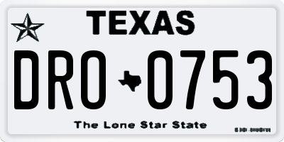TX license plate DRO0753