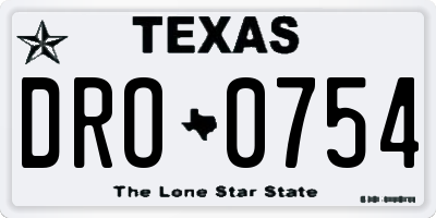 TX license plate DRO0754