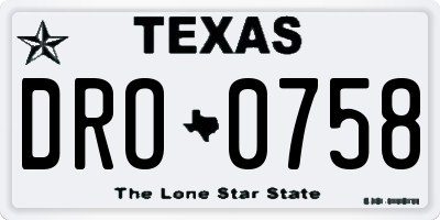 TX license plate DRO0758