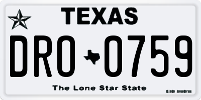 TX license plate DRO0759