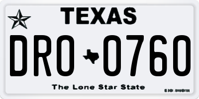 TX license plate DRO0760