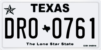 TX license plate DRO0761