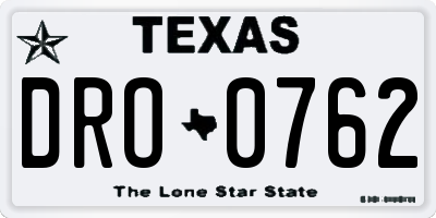 TX license plate DRO0762