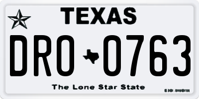 TX license plate DRO0763