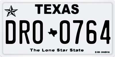 TX license plate DRO0764
