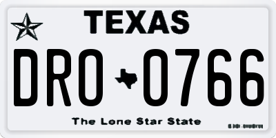 TX license plate DRO0766