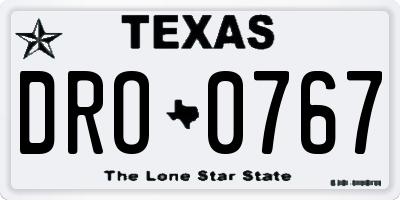TX license plate DRO0767