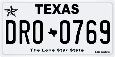 TX license plate DRO0769