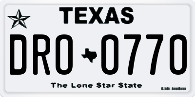 TX license plate DRO0770