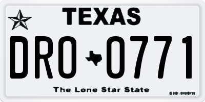 TX license plate DRO0771