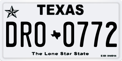 TX license plate DRO0772