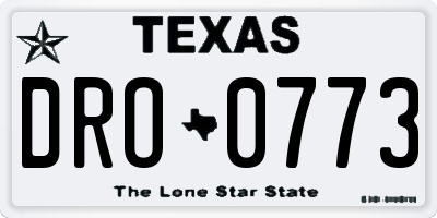 TX license plate DRO0773