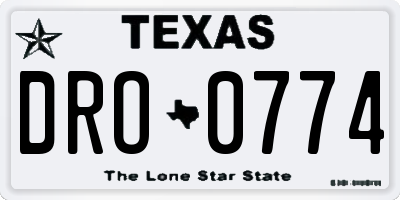 TX license plate DRO0774