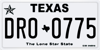 TX license plate DRO0775