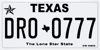 TX license plate DRO0777