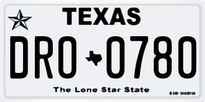 TX license plate DRO0780
