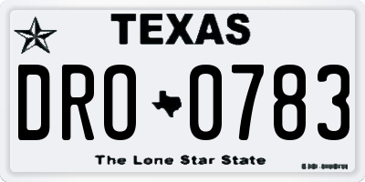TX license plate DRO0783