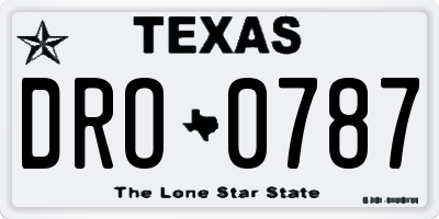 TX license plate DRO0787