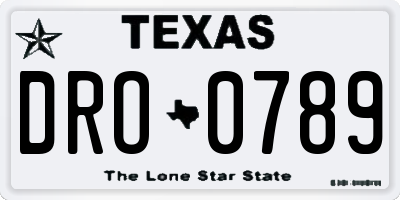 TX license plate DRO0789