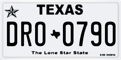 TX license plate DRO0790