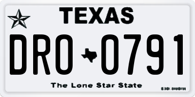 TX license plate DRO0791