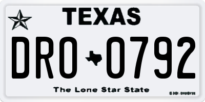 TX license plate DRO0792