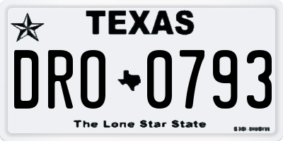 TX license plate DRO0793