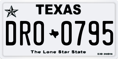 TX license plate DRO0795