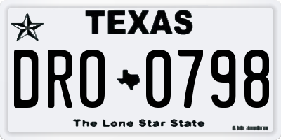 TX license plate DRO0798
