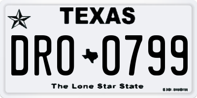 TX license plate DRO0799