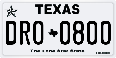 TX license plate DRO0800