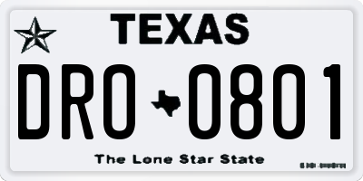 TX license plate DRO0801