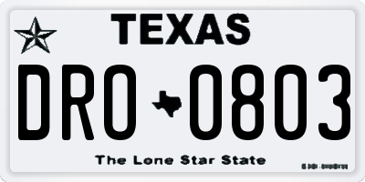TX license plate DRO0803