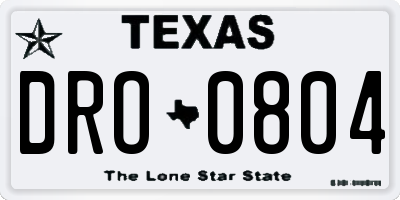 TX license plate DRO0804