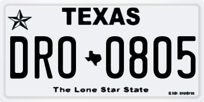 TX license plate DRO0805