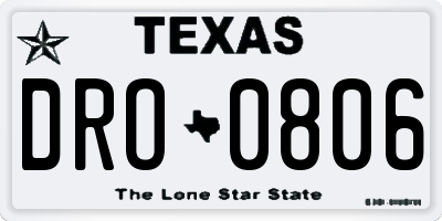TX license plate DRO0806