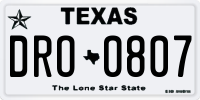 TX license plate DRO0807