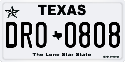 TX license plate DRO0808