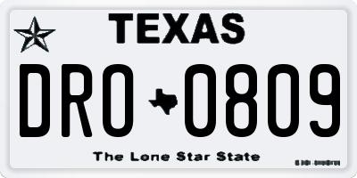 TX license plate DRO0809