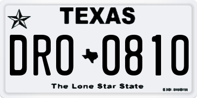TX license plate DRO0810