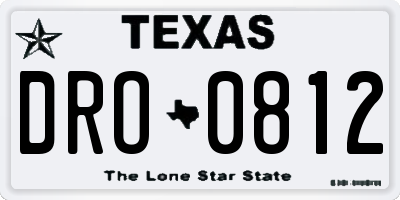 TX license plate DRO0812