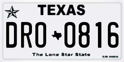 TX license plate DRO0816