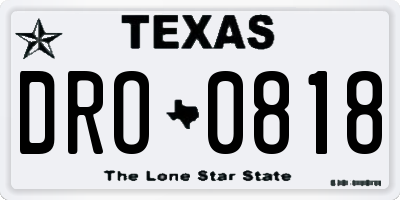 TX license plate DRO0818