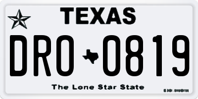 TX license plate DRO0819