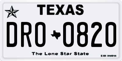 TX license plate DRO0820