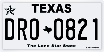 TX license plate DRO0821