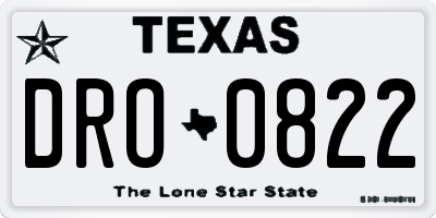 TX license plate DRO0822